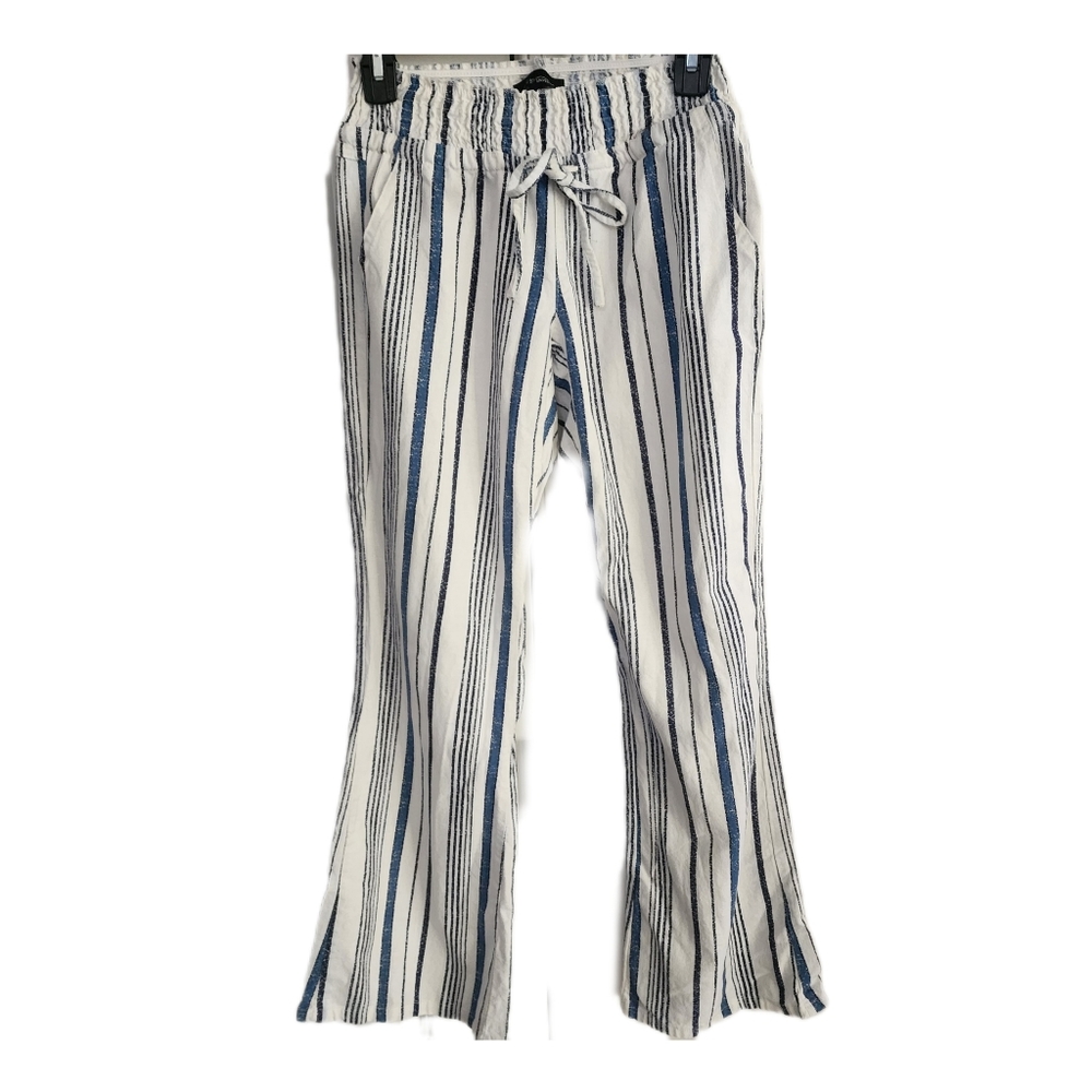 Love University striped linen mix pants